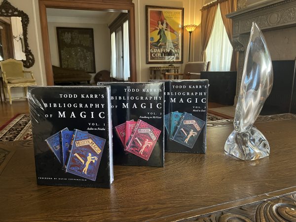 The gorgeous three-volume leather-bound limited Deluxe Edition of Todd Karr's Bibliography of Magic.